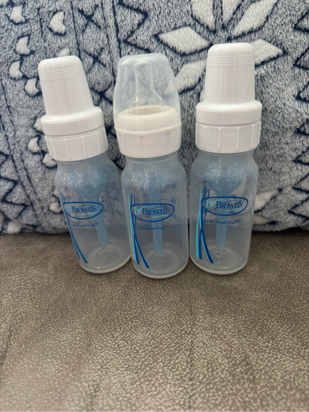 Dr. Brown's Blue and White Baby Feeding Bottles - Set of 3